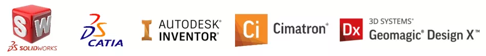 SolidWorks, CATIA, Inventor, Cimatron und Geomagic Logo